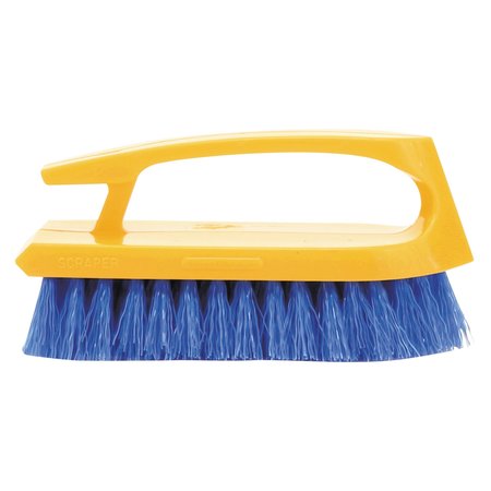 Rubbermaid Commercial Long Handle Scrub Brush, 6" Brush, Yellow Plastic Handle/Blue Bristles FG648200COBLT